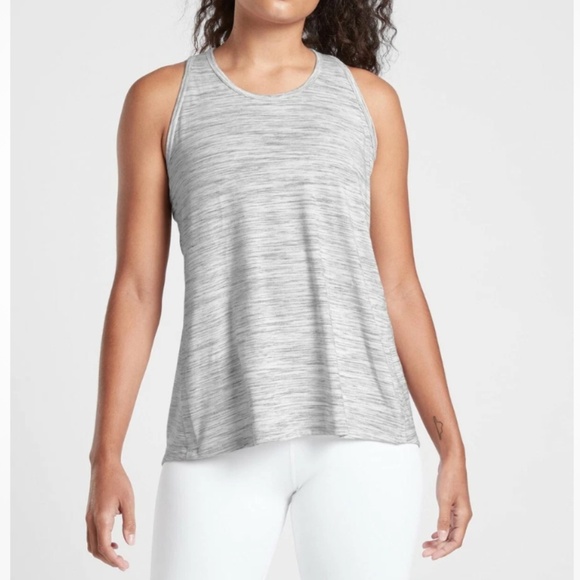 Athleta Essence Spacedye Tie Back Tank Gray/White Med NWT Athleisure Yoga Soft - Picture 2 of 16